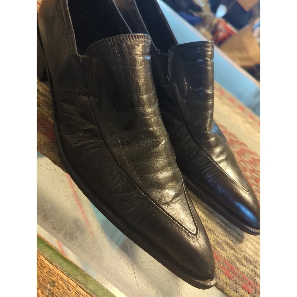Andrea‎ Pagliarini Black Leather Oxford Pointy Dress Shoes Mens EU 41 US 8 Italy